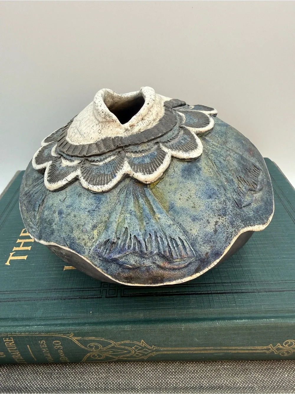 Vintage Studio Art Pottery Sculptural Vessel textured, scalloped design